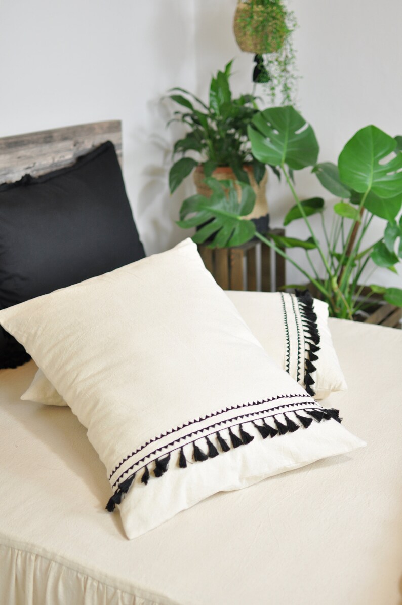 Bohemian Pillow Tribal Pillow Sham Boho Tassel Pillowcase Etsy