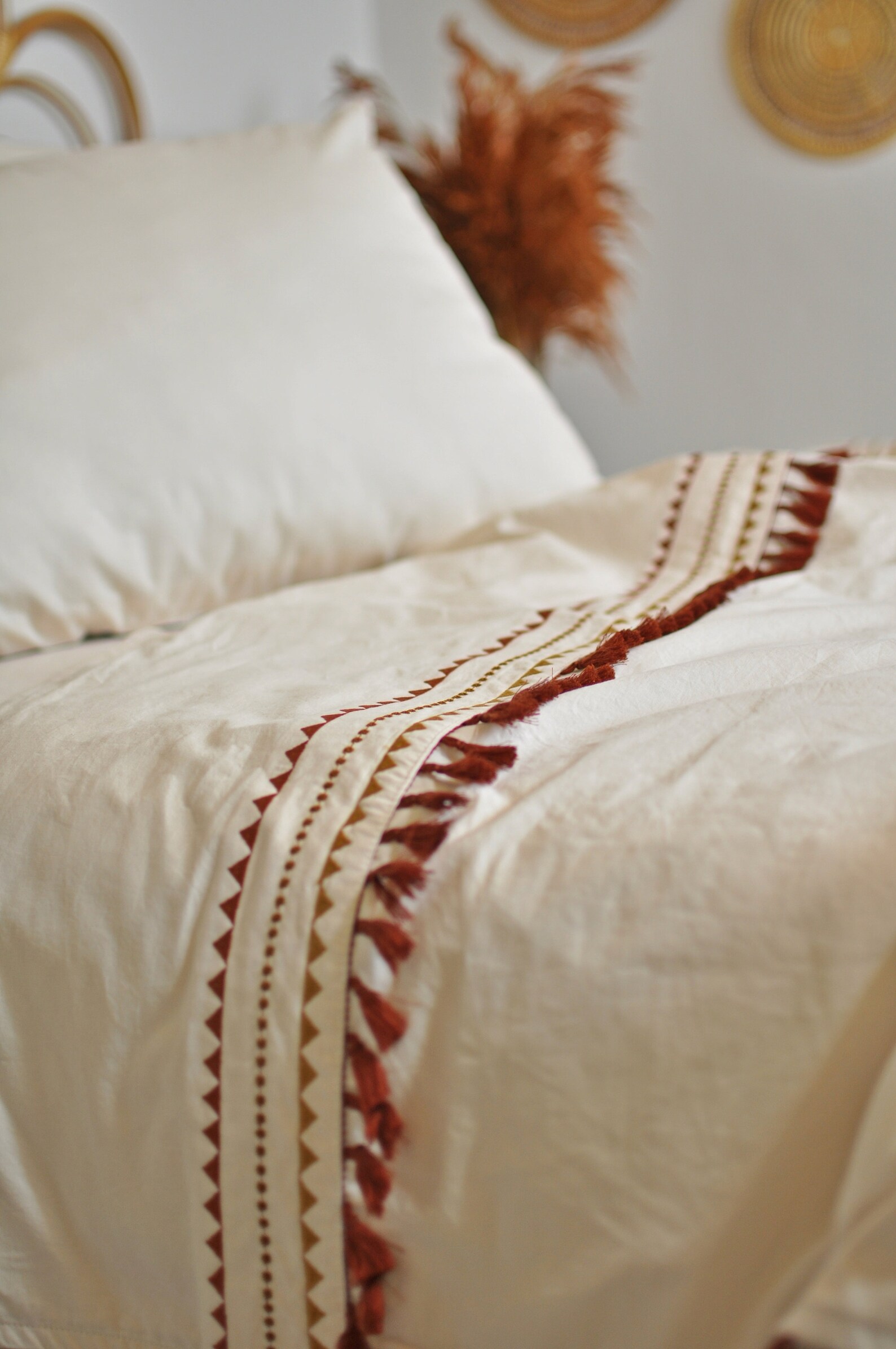Boho Bedding Tassel Duvet Cover Set Burnt Orange Bedding Etsy