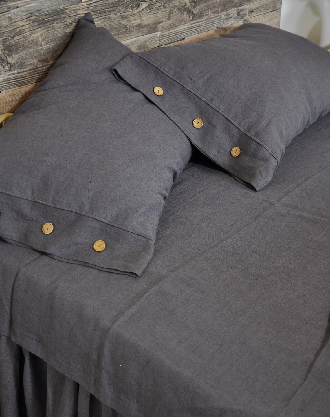 Linen Pillowcase with Button 100 Linen Pillow Sham Natural Etsy