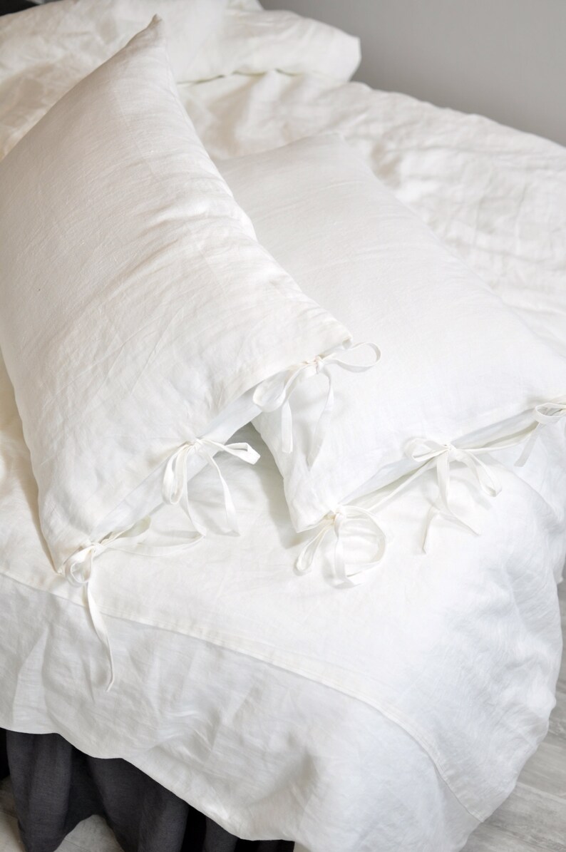 Linen Pillowcase With Ties 100 Linen Pillow Sham Natural Etsy