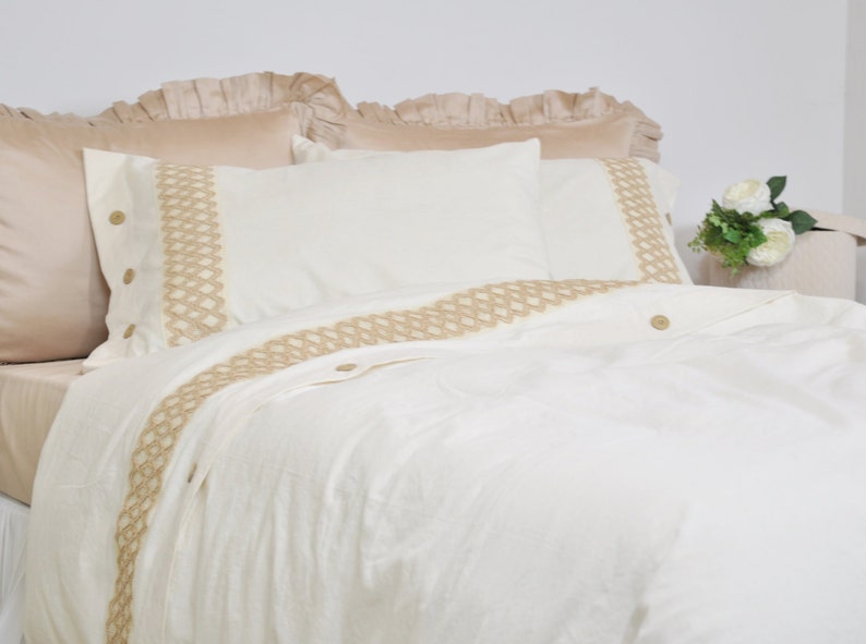 Bohemian Bedding Cream Duvet Cover Boho Set Image 0