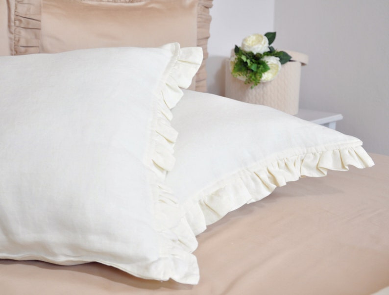 Linen Ruffle Pillow Case Ruffled Pillow Ruffle Euro Sham Etsy