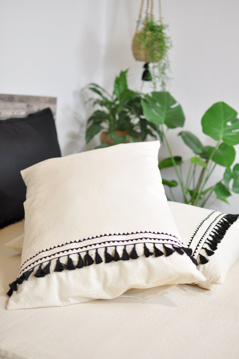 Bohemian Pillow Tribal Pillow Sham Boho Tassel Pillowcase Etsy
