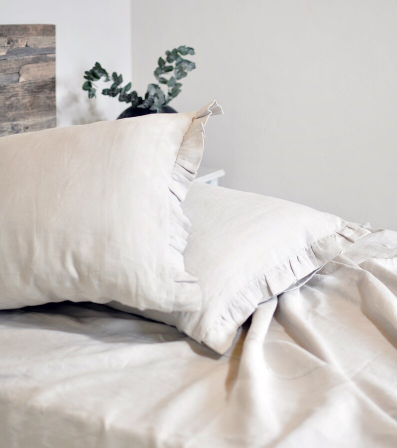 Linen Ruffle Pillow Case Ruffled Pillow Ruffle Euro Sham Etsy