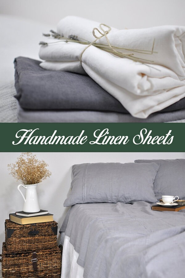 Linen Top Sheet Gray Linen Flat Sheet Full Queen King Twin Etsy