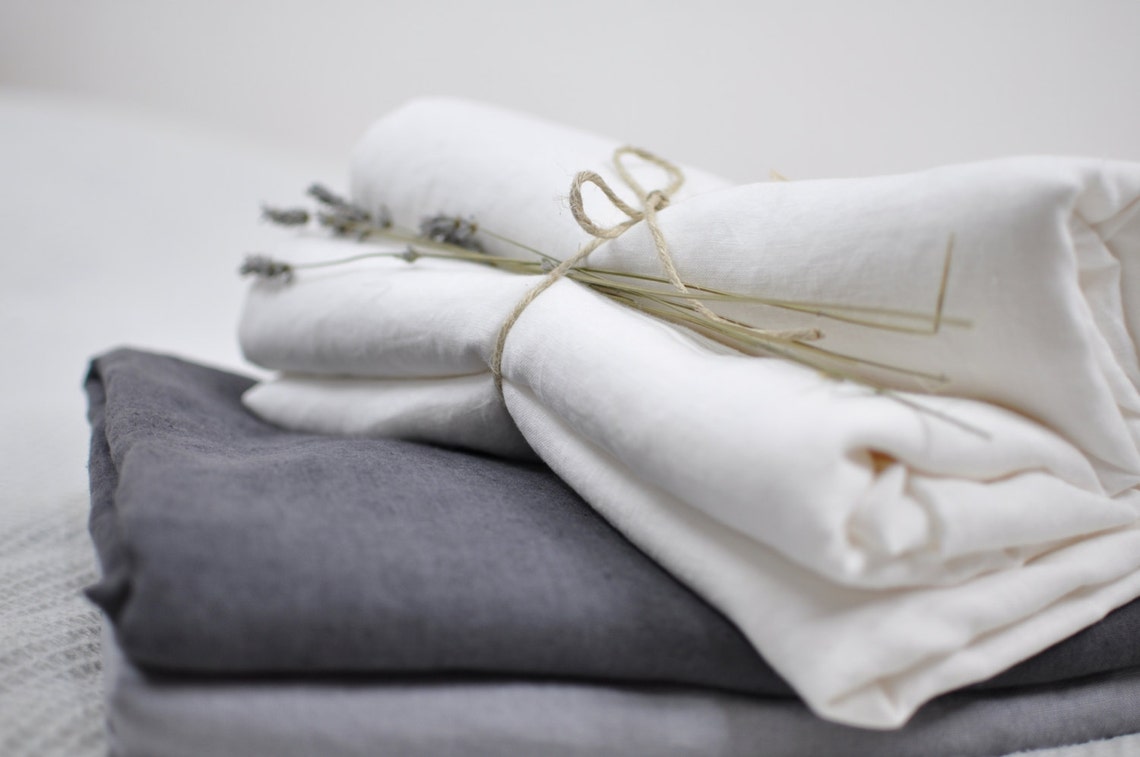 Linen Top Sheet Gray Linen Flat Sheet Full Queen King Twin Etsy