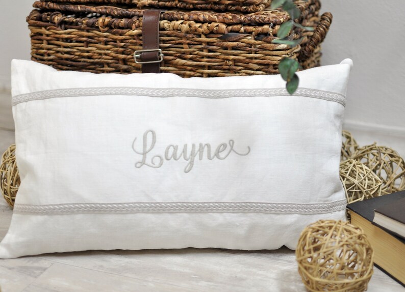 Personalized Pillow Embroidered Pillow Cover Custom Name Etsy