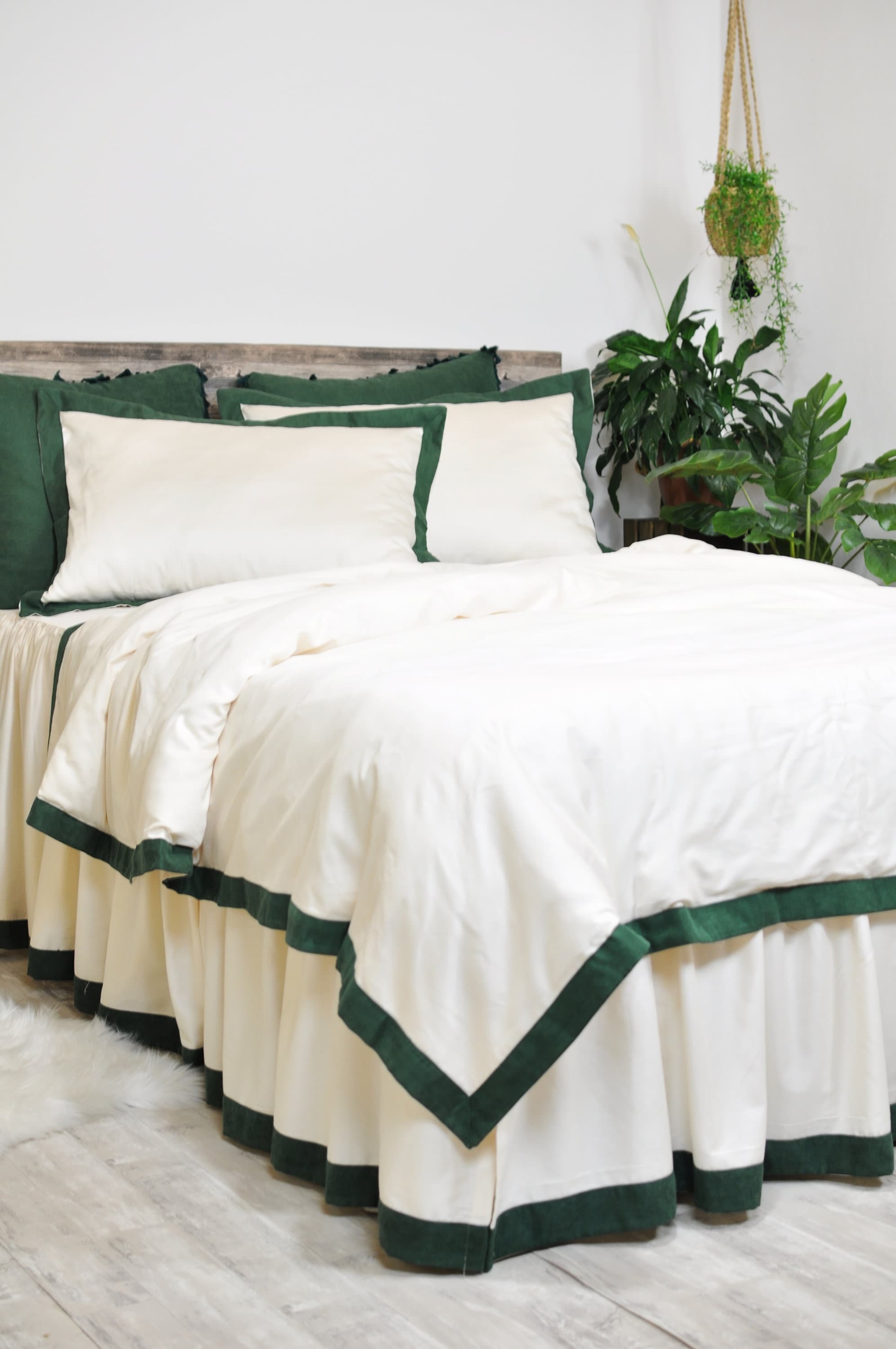 Border Bedding Bordered Duvet Cover Set Green Bedding King Etsy Israel
