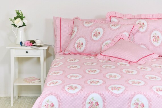 Pink Floral Duvet Cover Set In Full Queen King Size Victorian Etsy