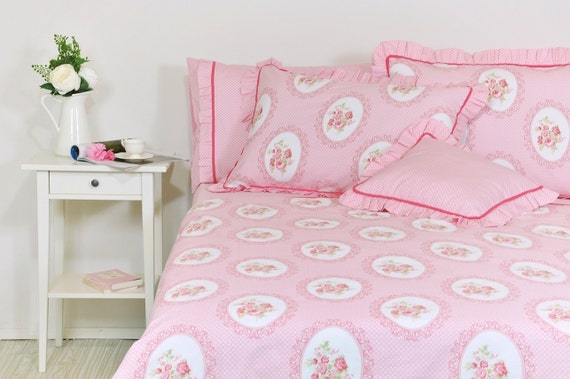 Pink Floral Duvet Cover Set In Full Queen King Size Victorian Etsy