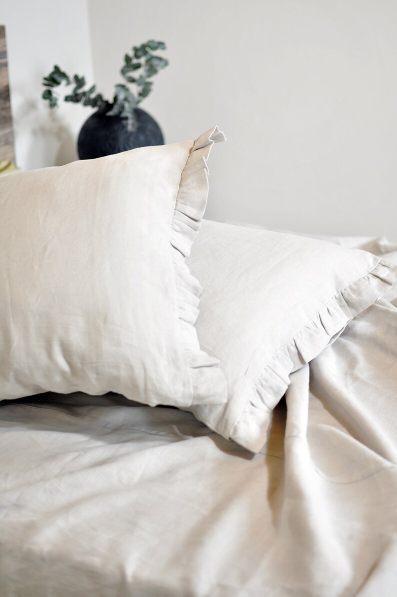 Linen Ruffle Pillow Case Ruffled Pillow Ruffle Euro Sham Etsy