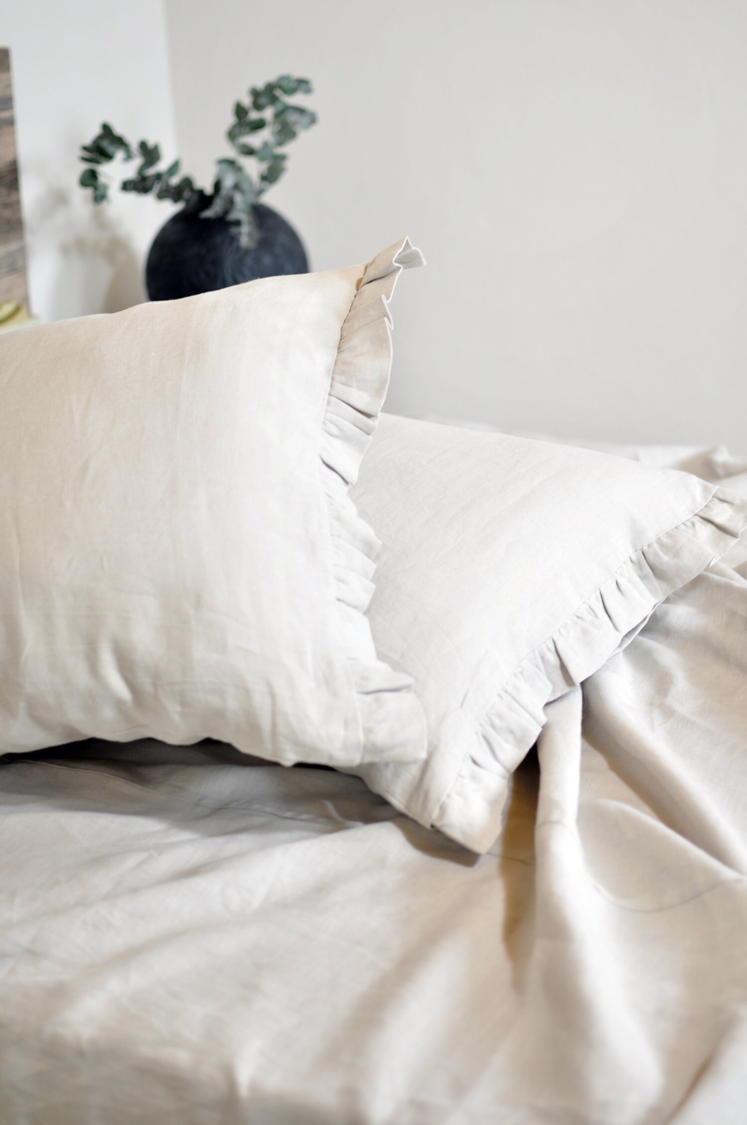 Linen Ruffle Pillow Case Ruffled Pillow Ruffle Euro Sham Etsy