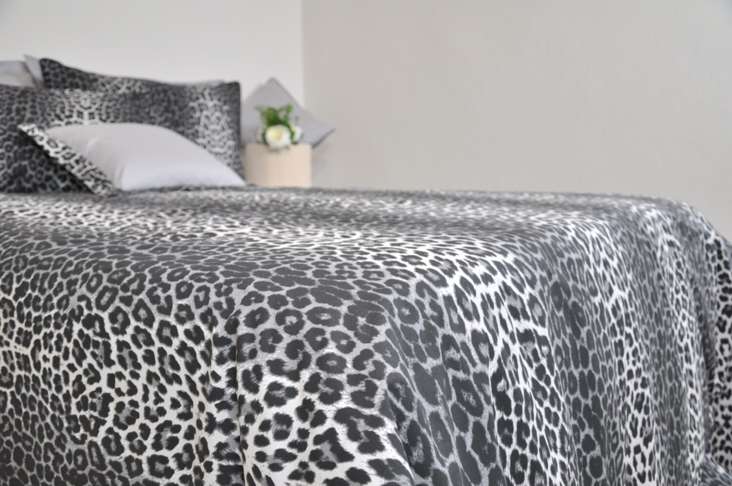 Leopard Bedding Set in Full Queen King Size Black Smoky Gray Etsy