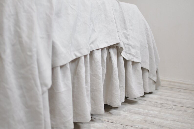 Linen Bedskirt Dust Ruffle in Full Queen King Ruffled Bed Etsy