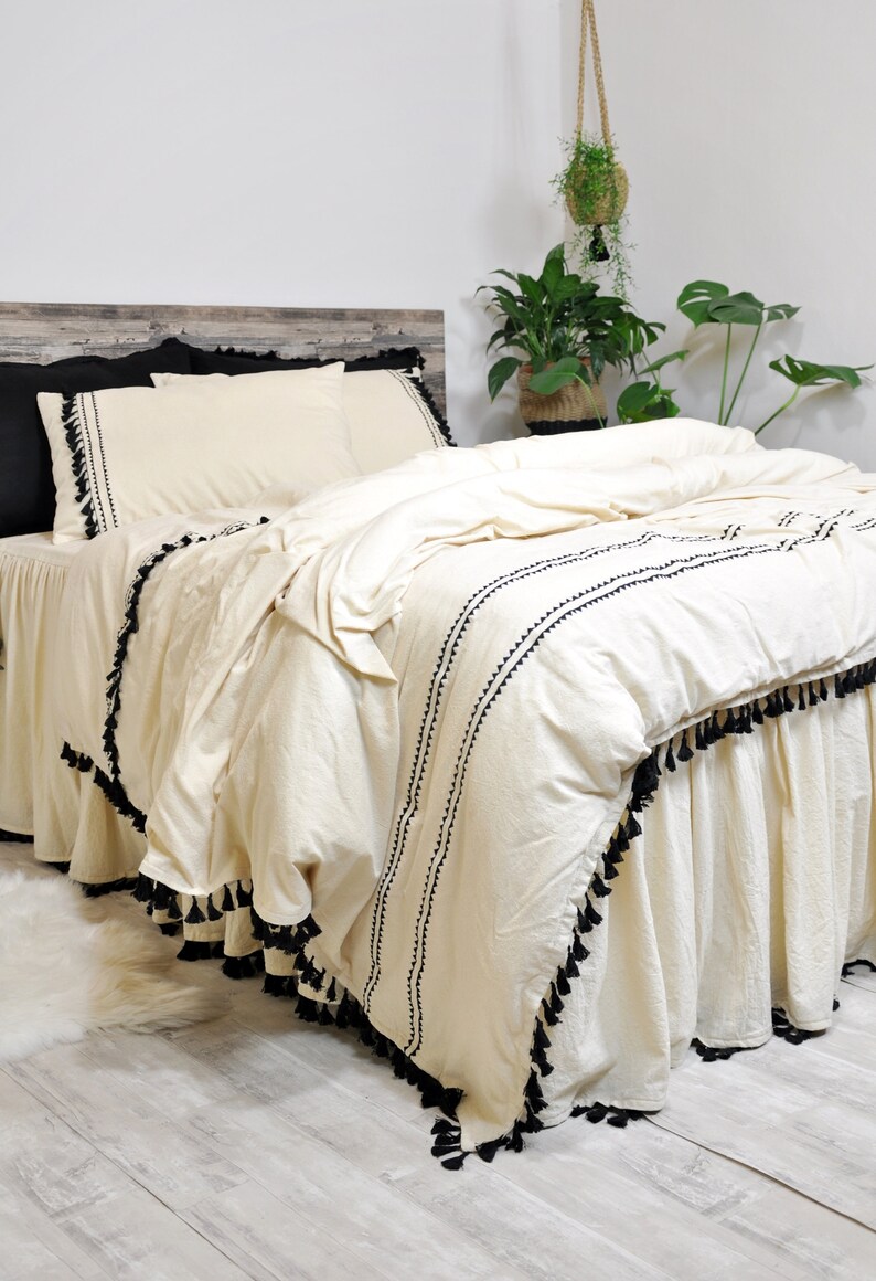 Bohemian Bedding Boho Duvet Cover Set Tassel Bedding Etsy