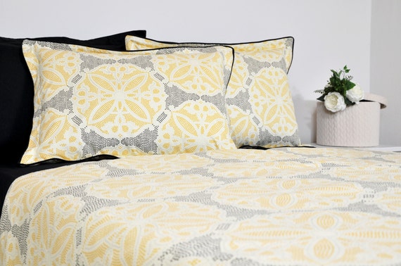 Moroccan Tile Bedding Set In Full Queen King Cal King Black Etsy