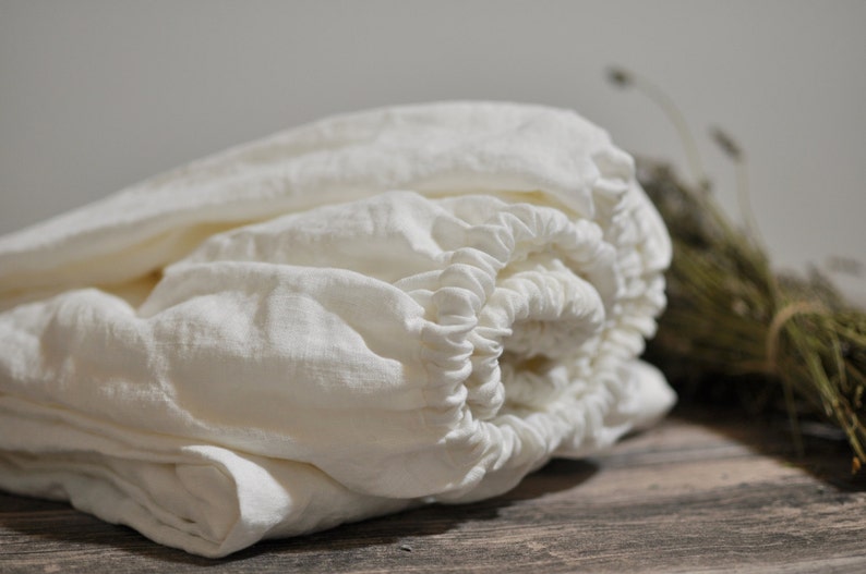 Linen Fitted Sheet for Full Queen King Double off White Etsy