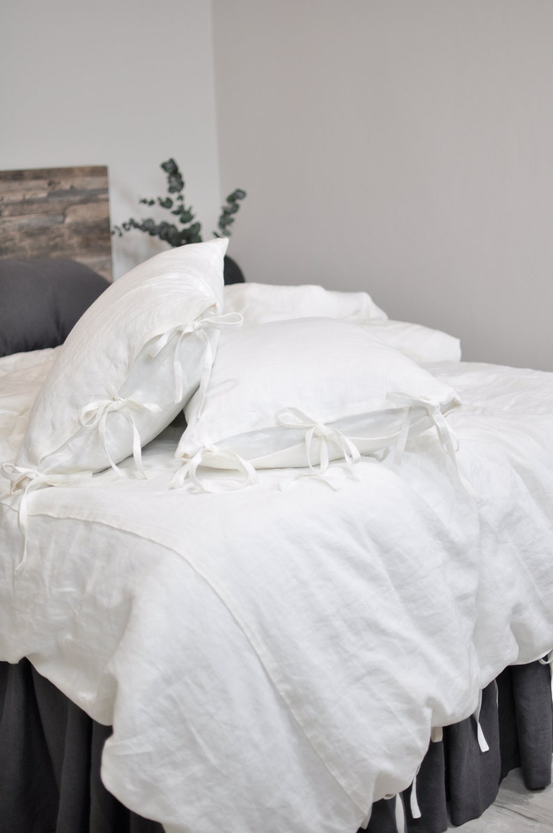 Linen Pillowcase With Ties 100 Linen Pillow Sham Natural Etsy