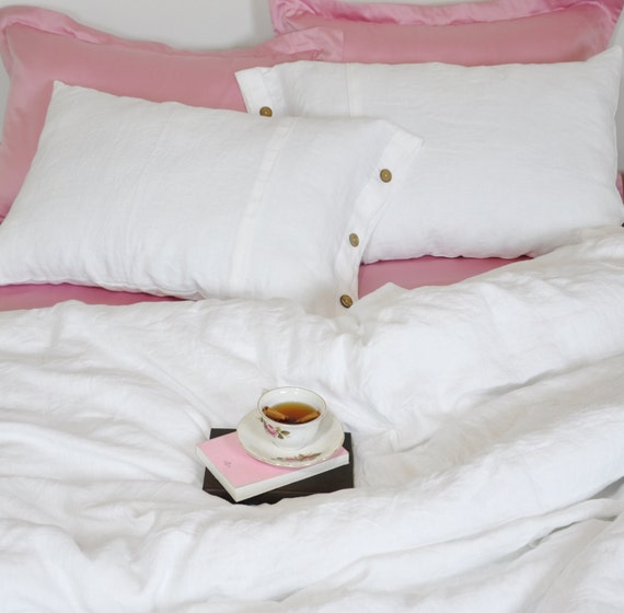 White Linen Duvet Cover For Queen King Full Twin Twin Xl Etsy