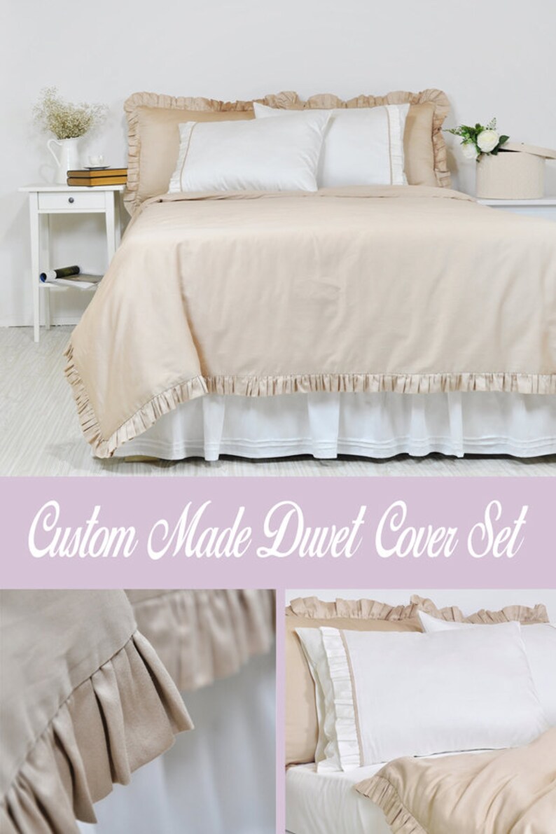 Ruffle Duvet Cover Set Cotton Sateen Duvet Cover Set Cottage Etsy
