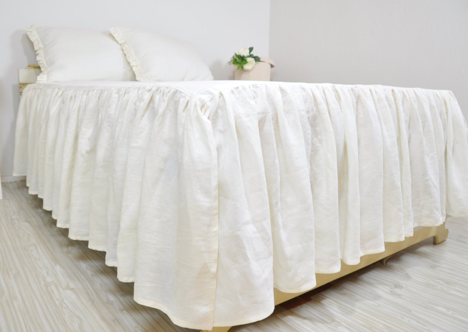 Linen Bed Skirt Custom Dust Ruffle in Full Queen King Etsy