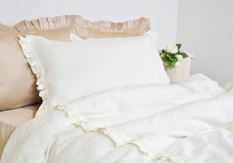 Linen Ruffle Pillow Case Ruffled Pillow Ruffle Euro Sham Etsy