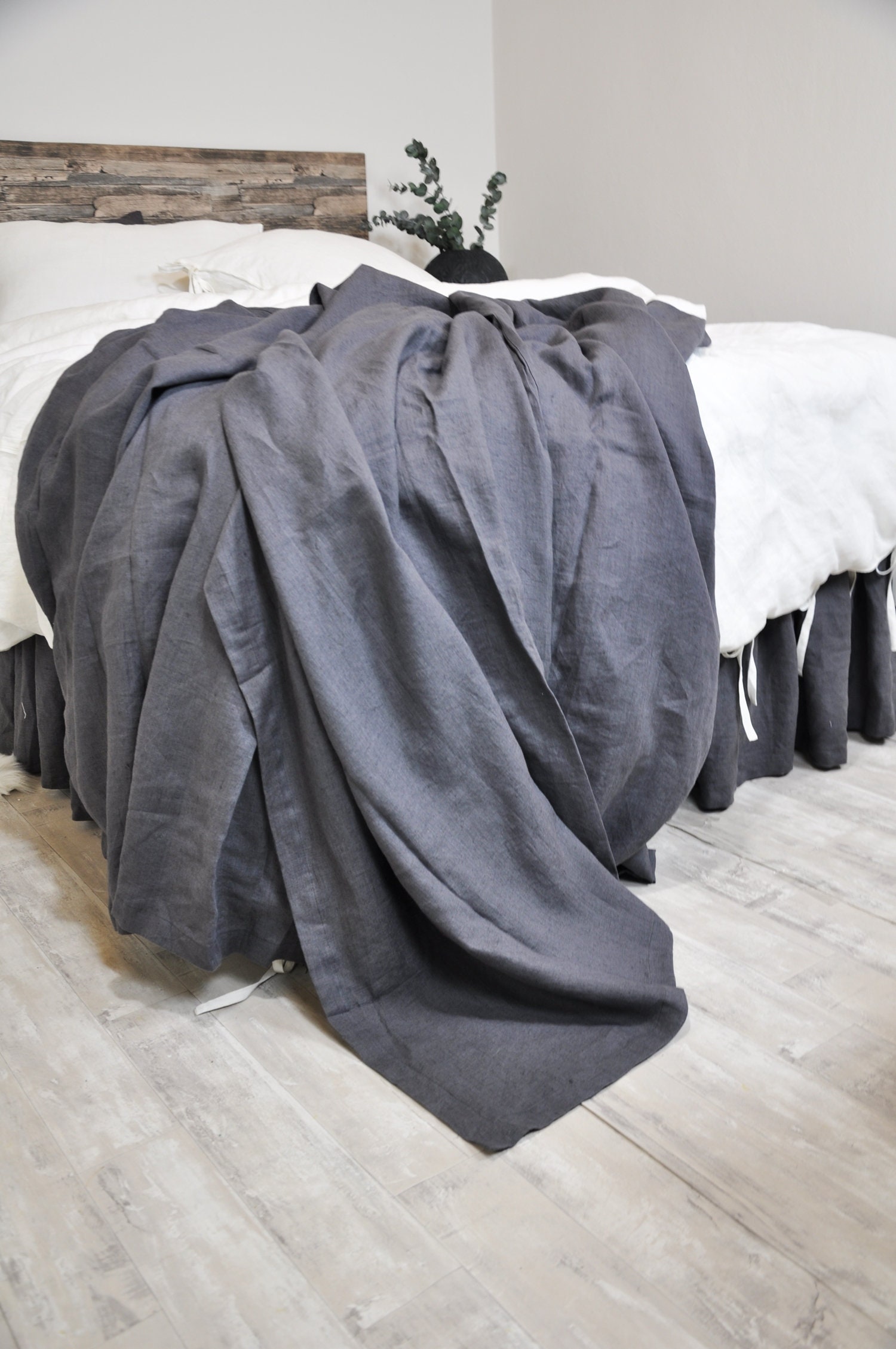 Linen Top Sheet Gray Linen Flat Sheet Full Queen King Twin Etsy