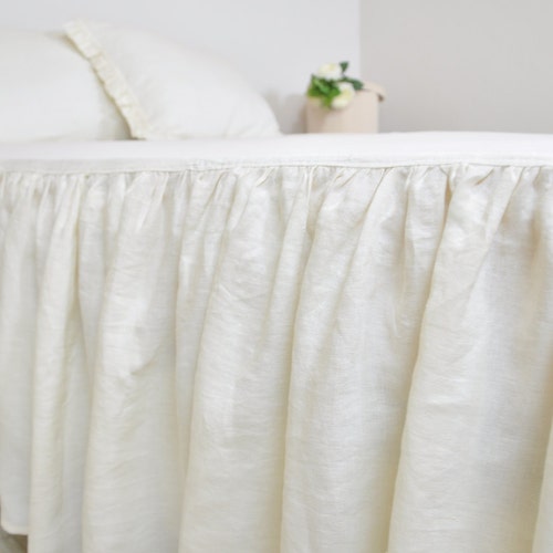 Linen Bed Skirt Custom Dust Ruffle In, Custom Bed Skirts King