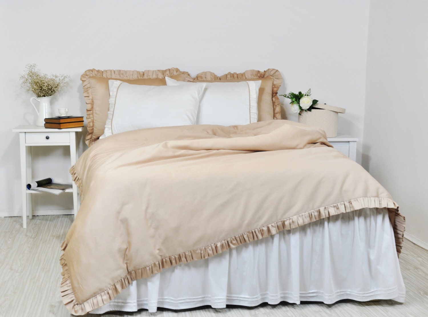 Ruffled Bedding Full Queen King Size Ruffle Duvet Cover ...
