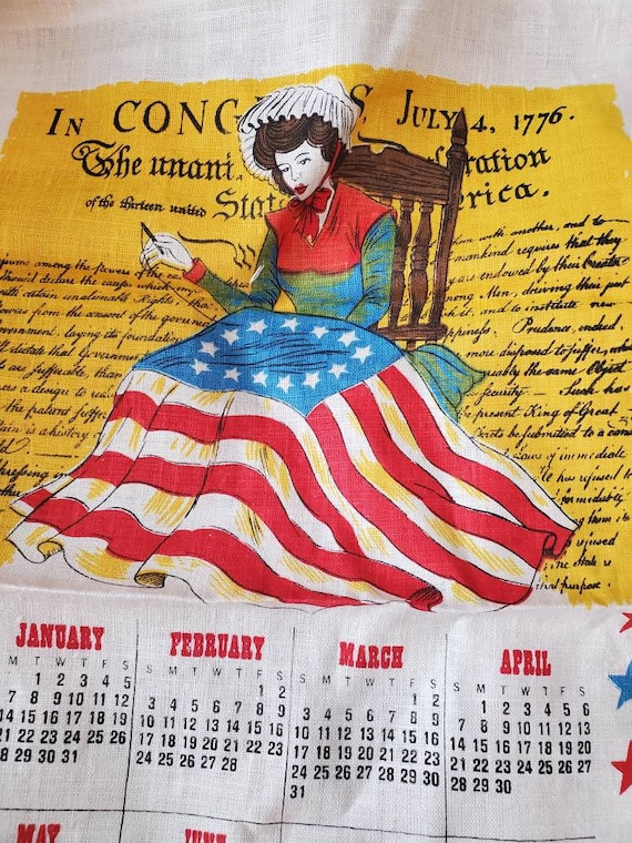 Vintage 1970s Linen Calendar With a Patriotic Theme Betsy Ross and the US  Constitution as a Backdrop Measures 29 by 16 Inches 1974 Calendar - Etsy