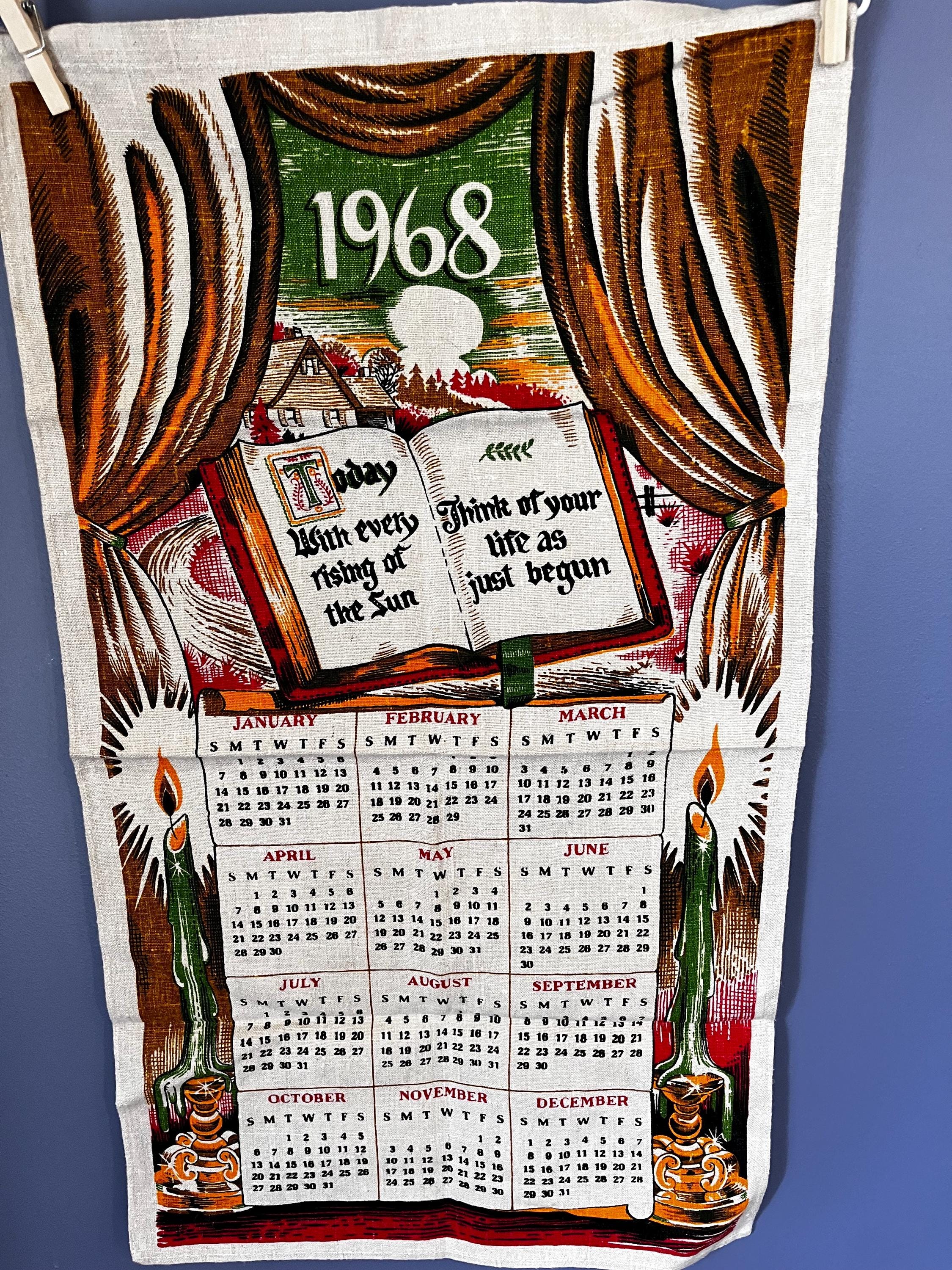 1968 Vintage Fabric Calendar - Etsy