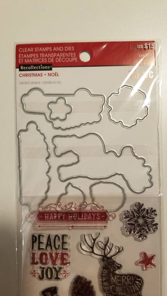 Recollections Christmas Clear Stamp Die Set Truck Snowman Reindeer Pine Cone
