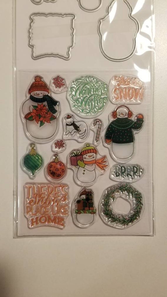 Recollections Christmas Clear Stamp Die Set Truck Snowman Reindeer Pine Cone