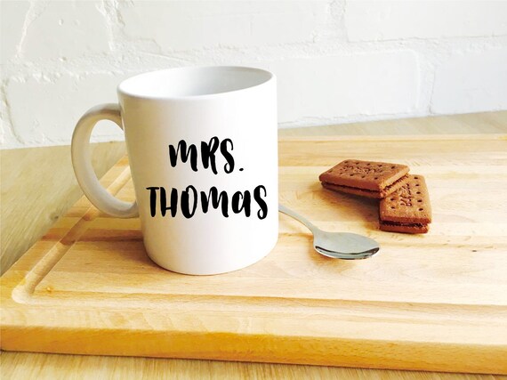Valentine's Mug Personalised 'Mrs (surname)' Romantic Valentines Mug
