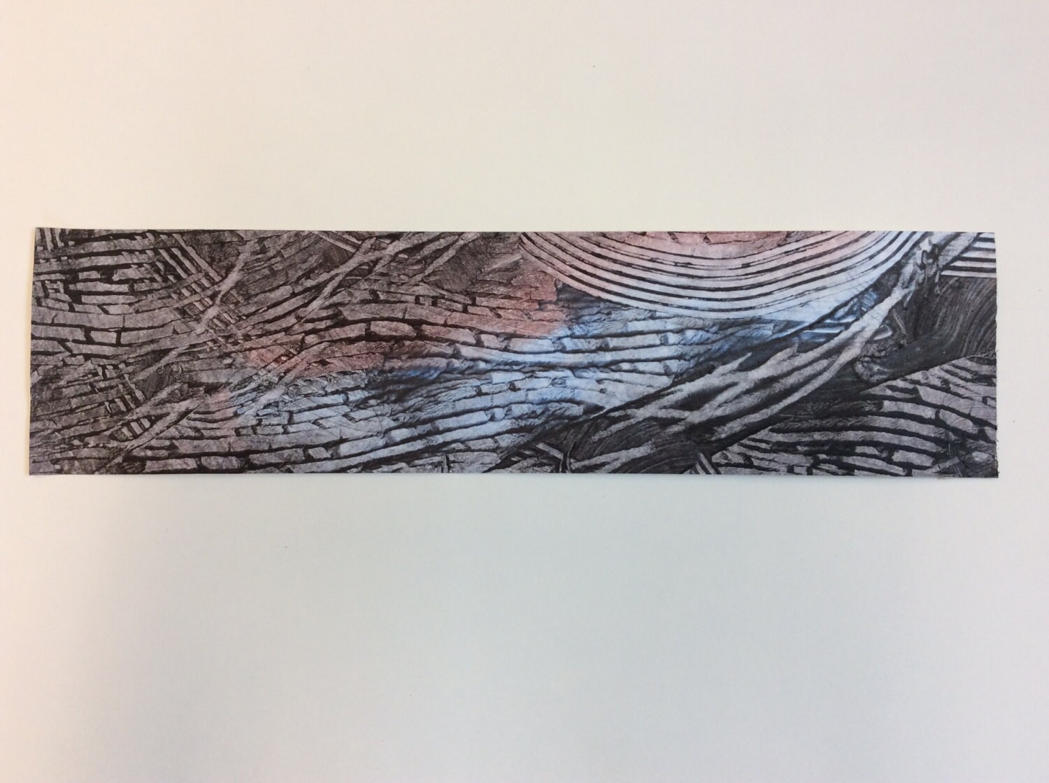 Paste Paper Painting long and Winding Road 4x16 unframed Etsy