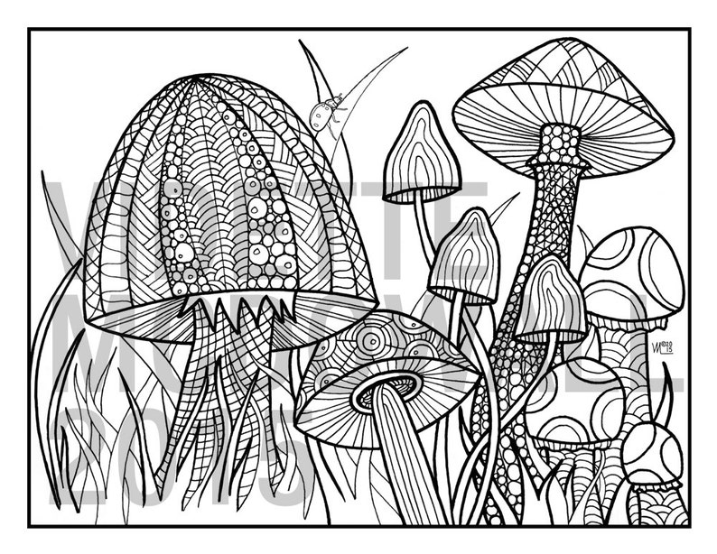 MUSHROOMS: A Printable Adult Coloring Page | Etsy