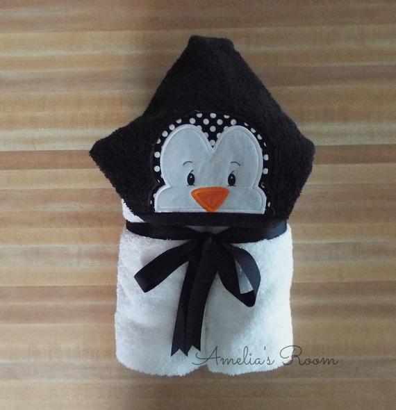 penguin hooded towel