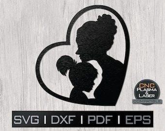 Mother Daughter Heart SVG DXF | CNC Laser Cut File