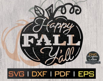 Fröhlichen Herbst Kürbis SVG DXF | Laserschnittdatei (Digitaler Download)