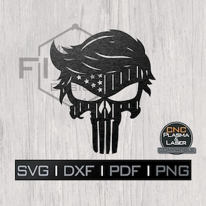 Trump Punisher / DXF SVG plasma, láser, archivo cnc, Cricut, Silhouette, arte en metal, calcomanía, plantilla de papel