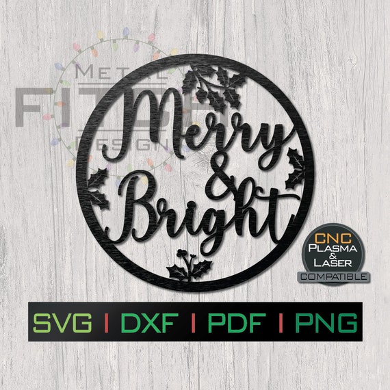 Merry and Bright SVG DXF Digital Download for Sticker | Etsy
