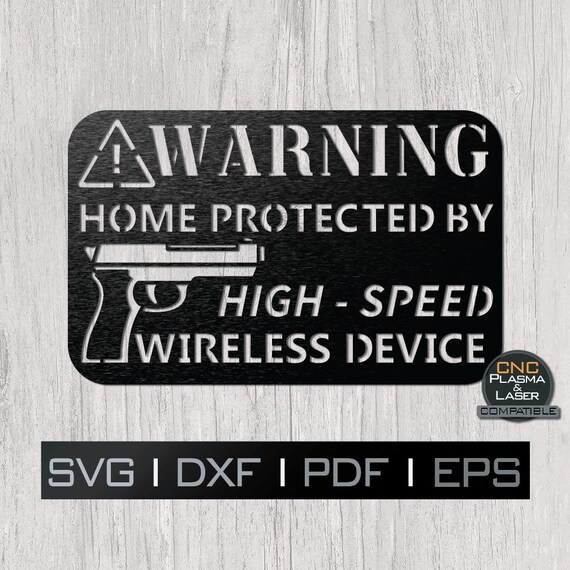 thumbnail image 2 of Gun USA Sign: 'Property Protected By High Speed Wireless Device' – 8x12 Inch Metal Rectangle – Warning Sign 2 of 5