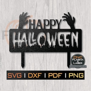 Happy Halloween Yard Stake Art | DXF SVG plasma, laser, cnc file, Cricut, Silhouette, metal art, sticker, paper template