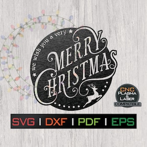 Wij wensen u een vrolijk kerstfeest | SVG DXF Digitale Download voor sticker, plasma, laser, hout, shirt, ambacht, silhouet, cricut