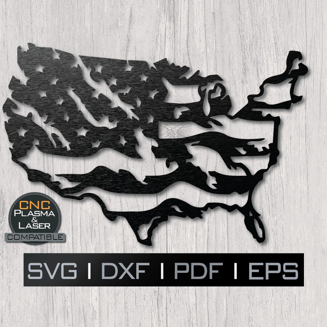 United States Map Tattered Flag DXF SVG Plasma Laser Cnc Etsy