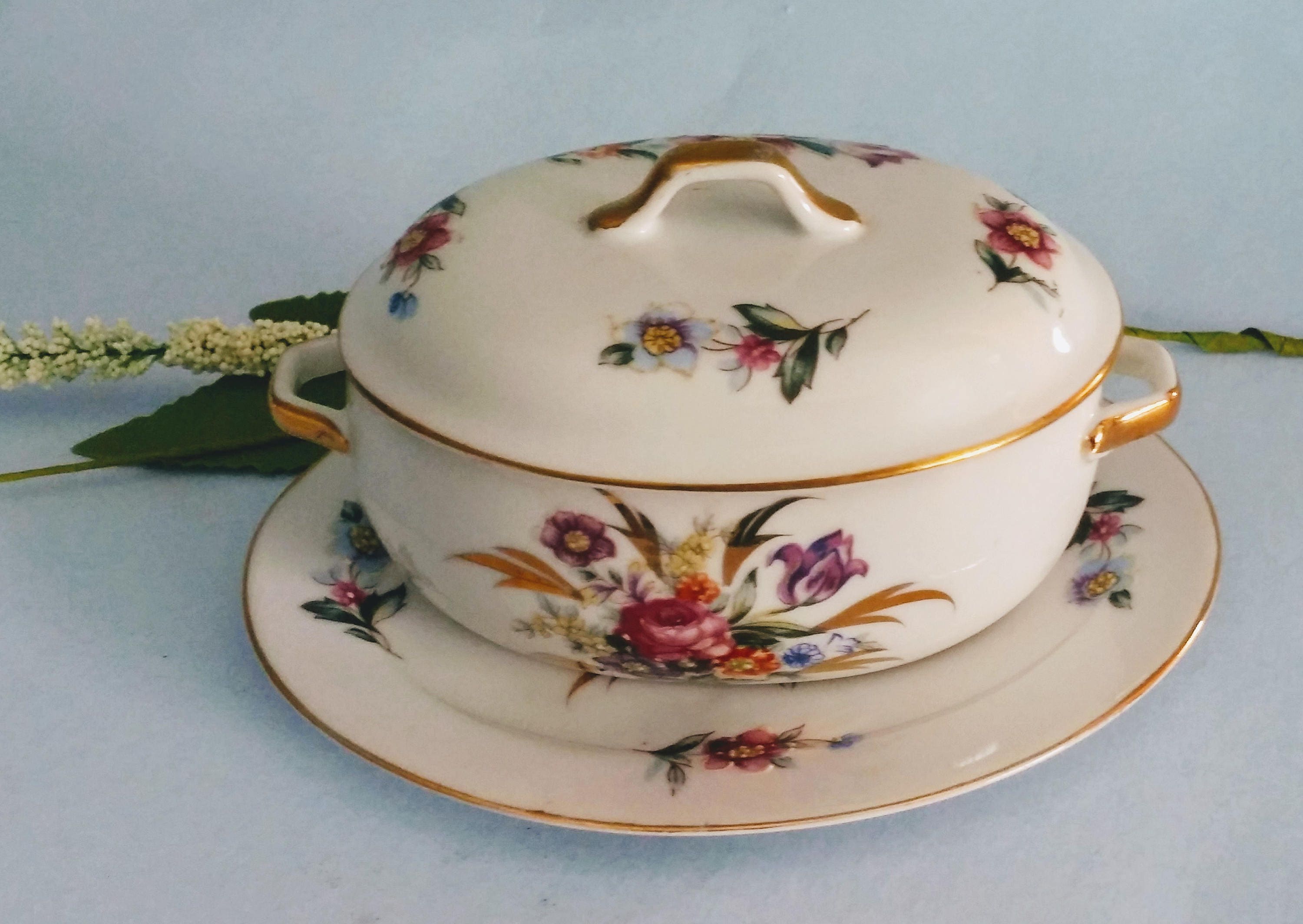 Vintage Oval China Ring Dish Set With Lid and Plate Pink and Etsy UK