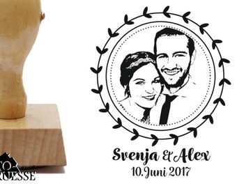 Photo Stamps / Stamp personalized with your photo / Design wreath