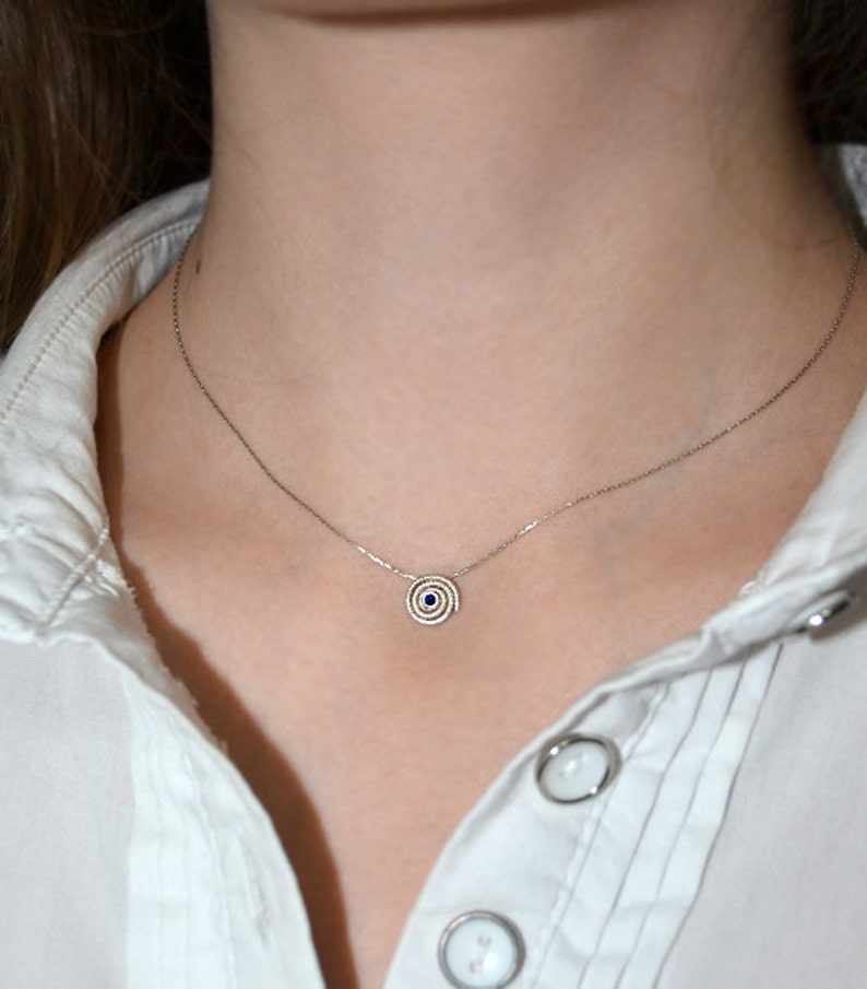 Sapphire Jewelry Gemstone Pendant Sapphire Necklace Stone Necklace Gold Gem Necklace Sapphire Drop Necklace Tiny Necklace
