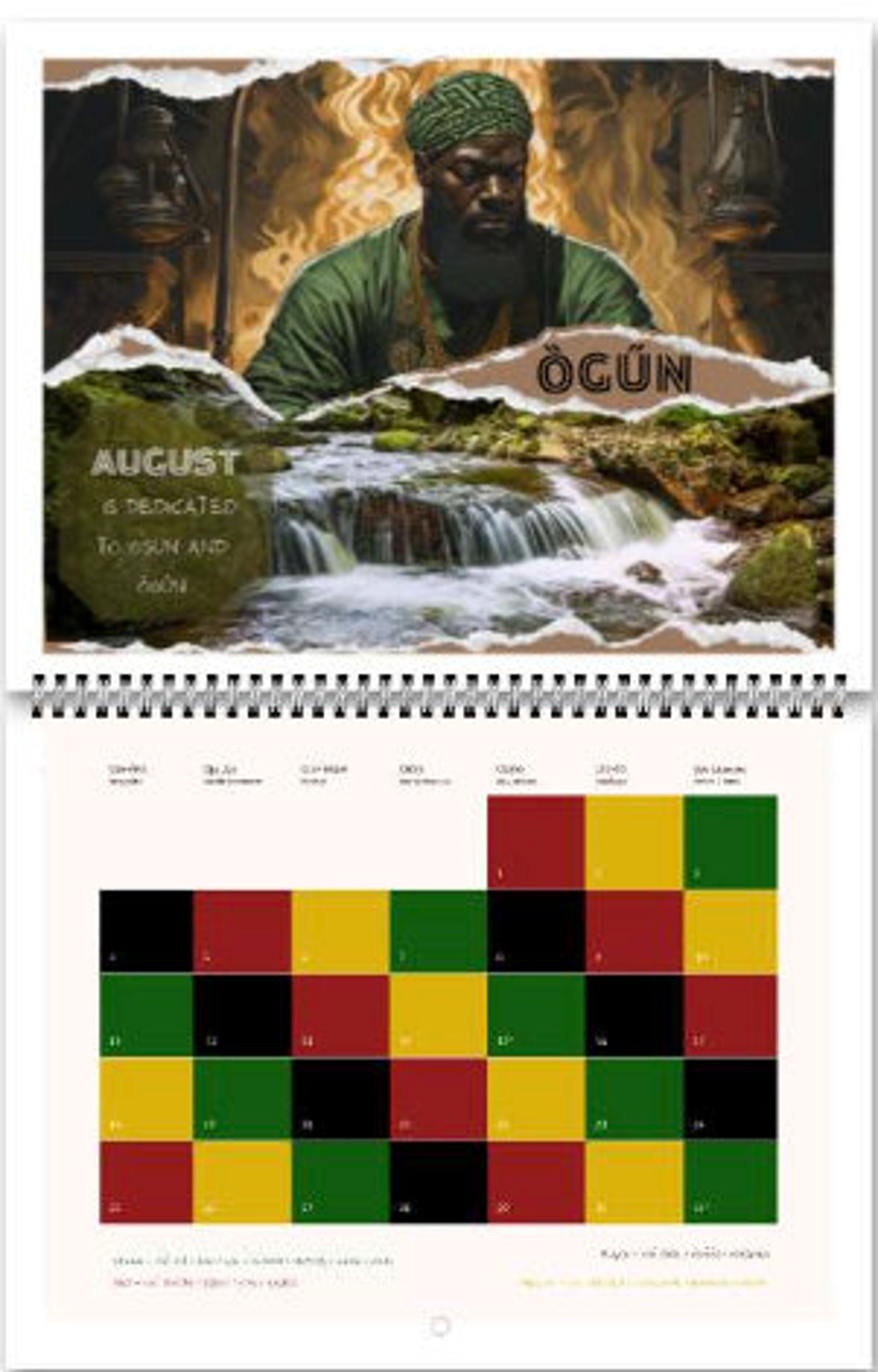 EUR/ASIA /LATAM 2024 Ojo Orisha Wall Calendar Ifa Orisha Ose Calendar