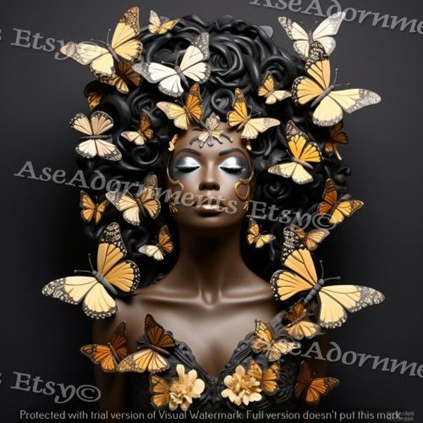 Clay Oshun Monarch Butterflies  | Digital download Clip Art |  PNG | Printable |  Commercial use | Ifa, Santeria, Vodoun, Lukumi, Ocha, YTR